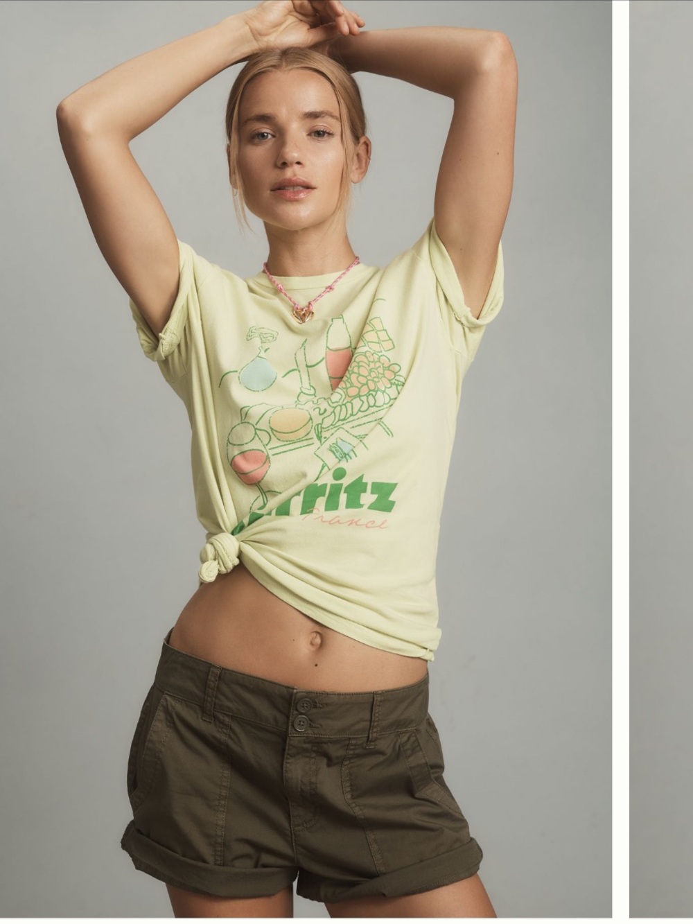 Anthropologie Original Retro Brand Biarritz Graphic Tee in Key Lime